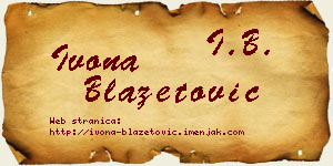 Ivona Blažetović vizit kartica
